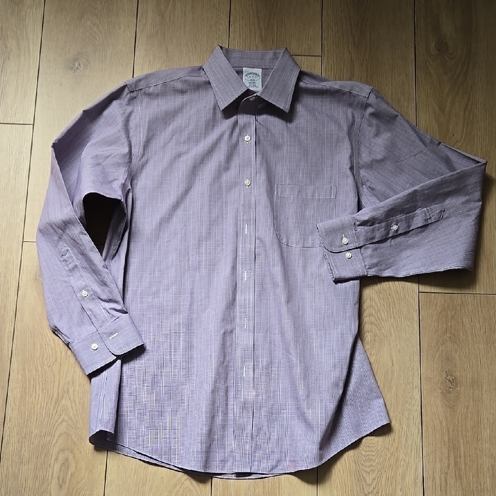 BROOKS BROTHERS Regent Purple Checked Dress Shirt Sz 16  2/3